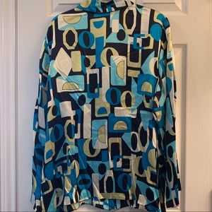 I.C.E. Silk Plus Button Down Blouse